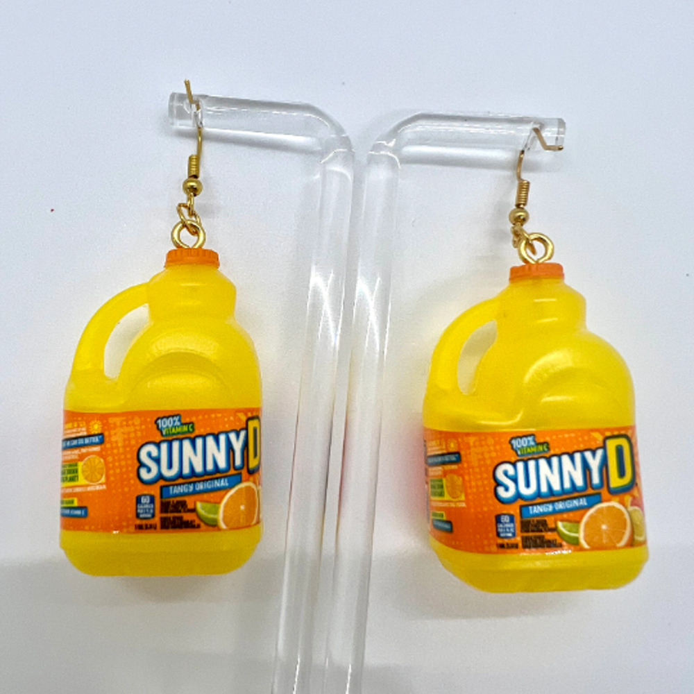 Sunny D Earrings - Y2K Nostalgia Earrings - Juice Bottle Mini Brands Earrings